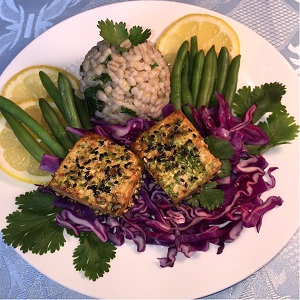 Tofu barley green beans